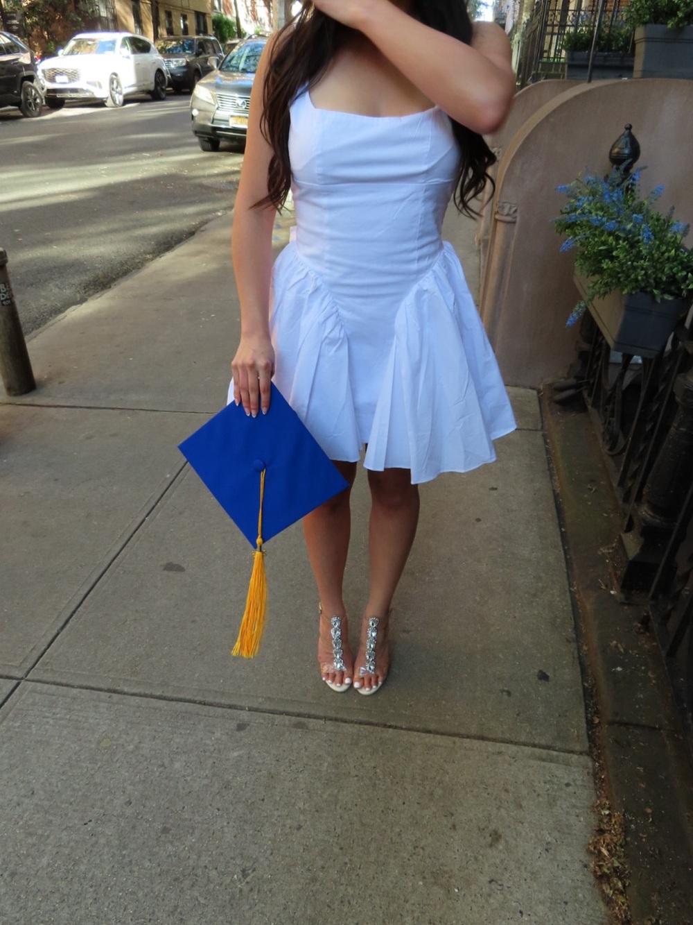 White Party Dress with Full Skirt - Picture 4 of 4